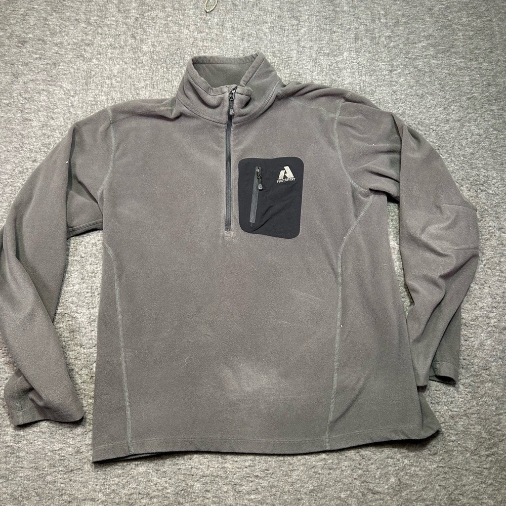 FIRST ASCENT Eddie Bauer Shirt Men L Grey Fleece Pullover Quarter‎ Zip Outdoor
